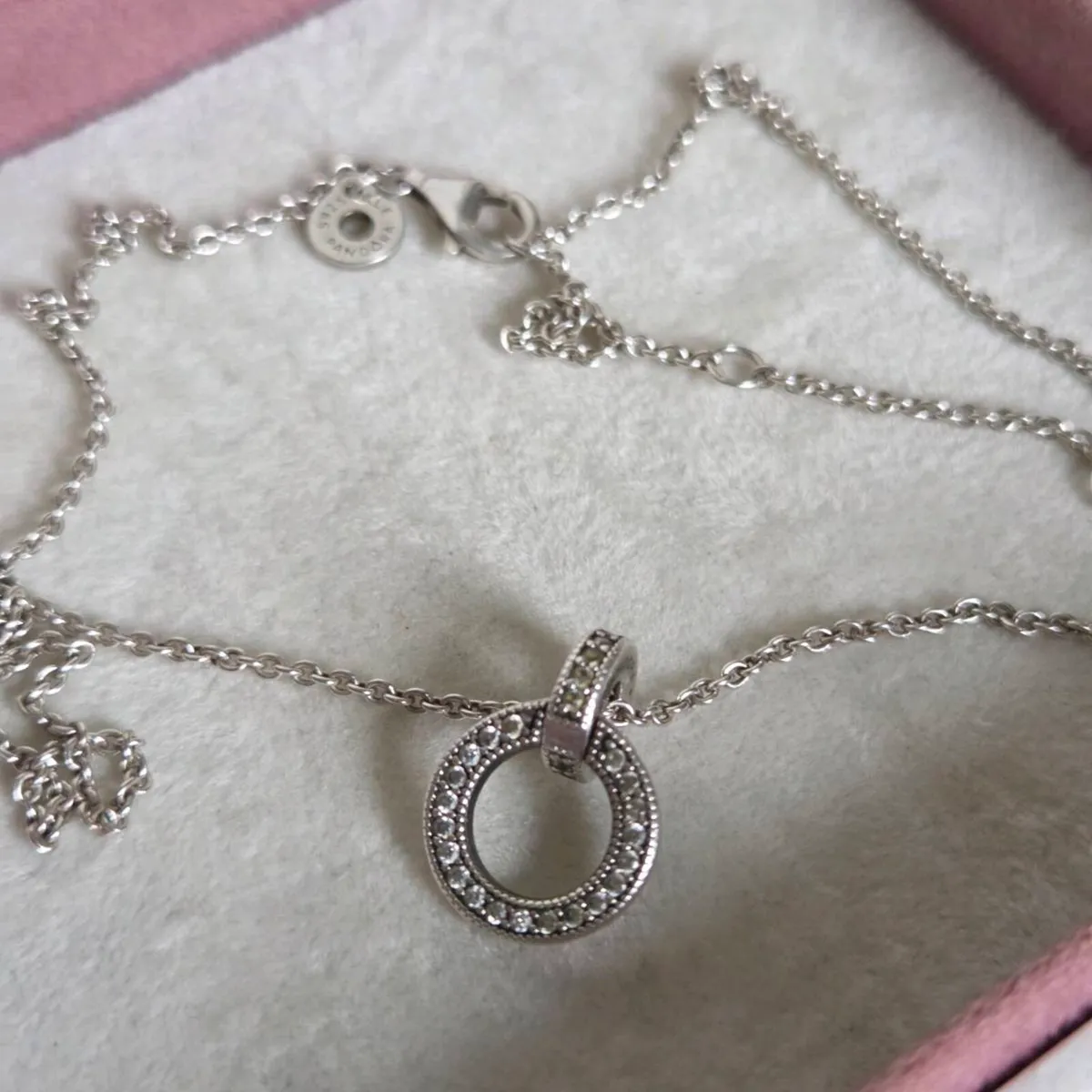 Pandora Double Circle Pendant & Necklace - Image 1