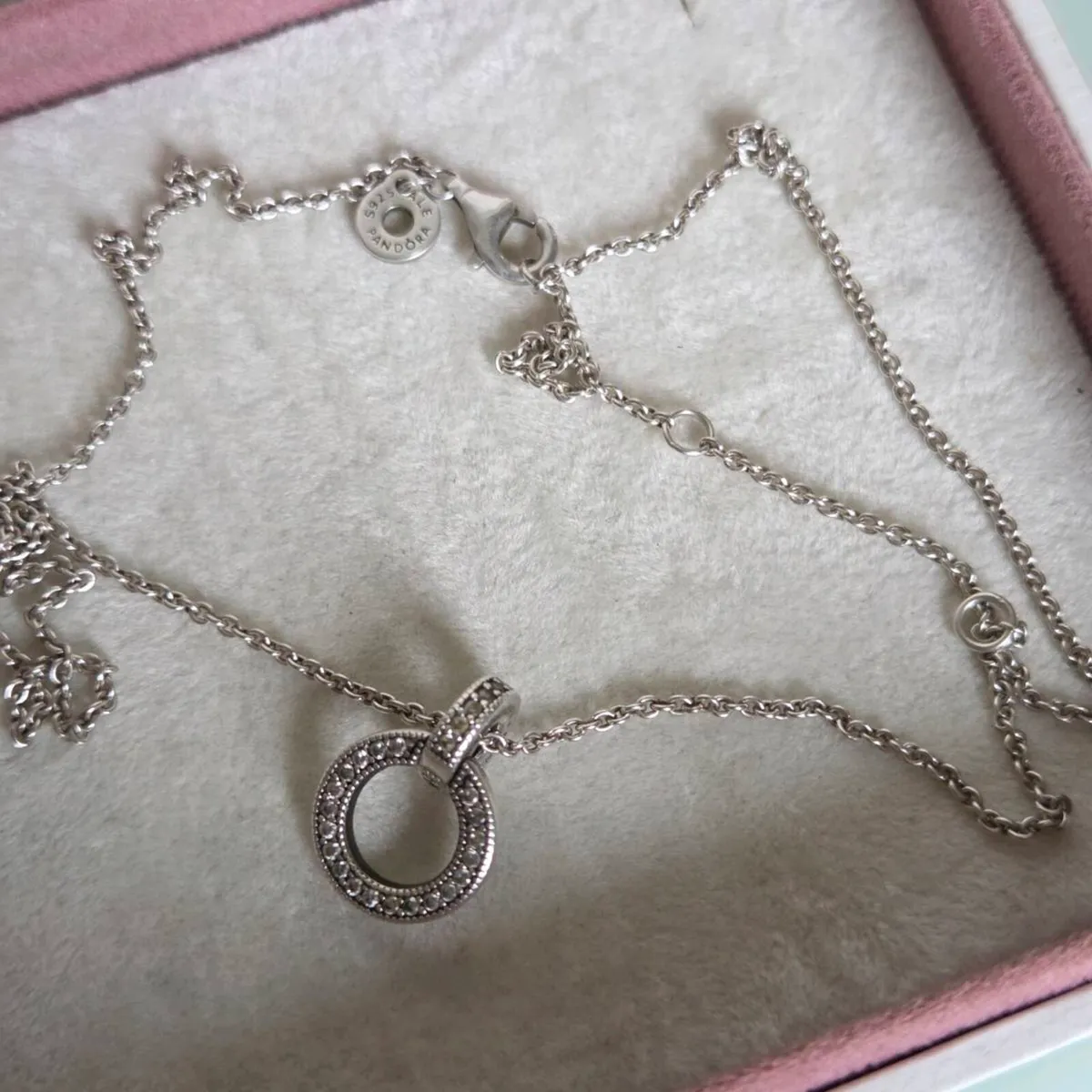 Pandora Double Circle Pendant & Necklace - Image 2