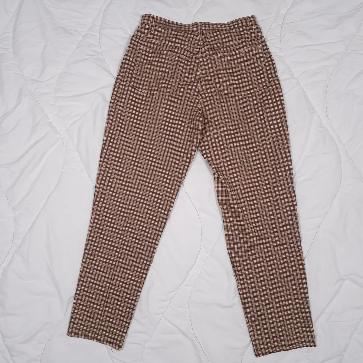 Ann Taylor Brown Green Plaid Straight Trousers 8UK - Image 4