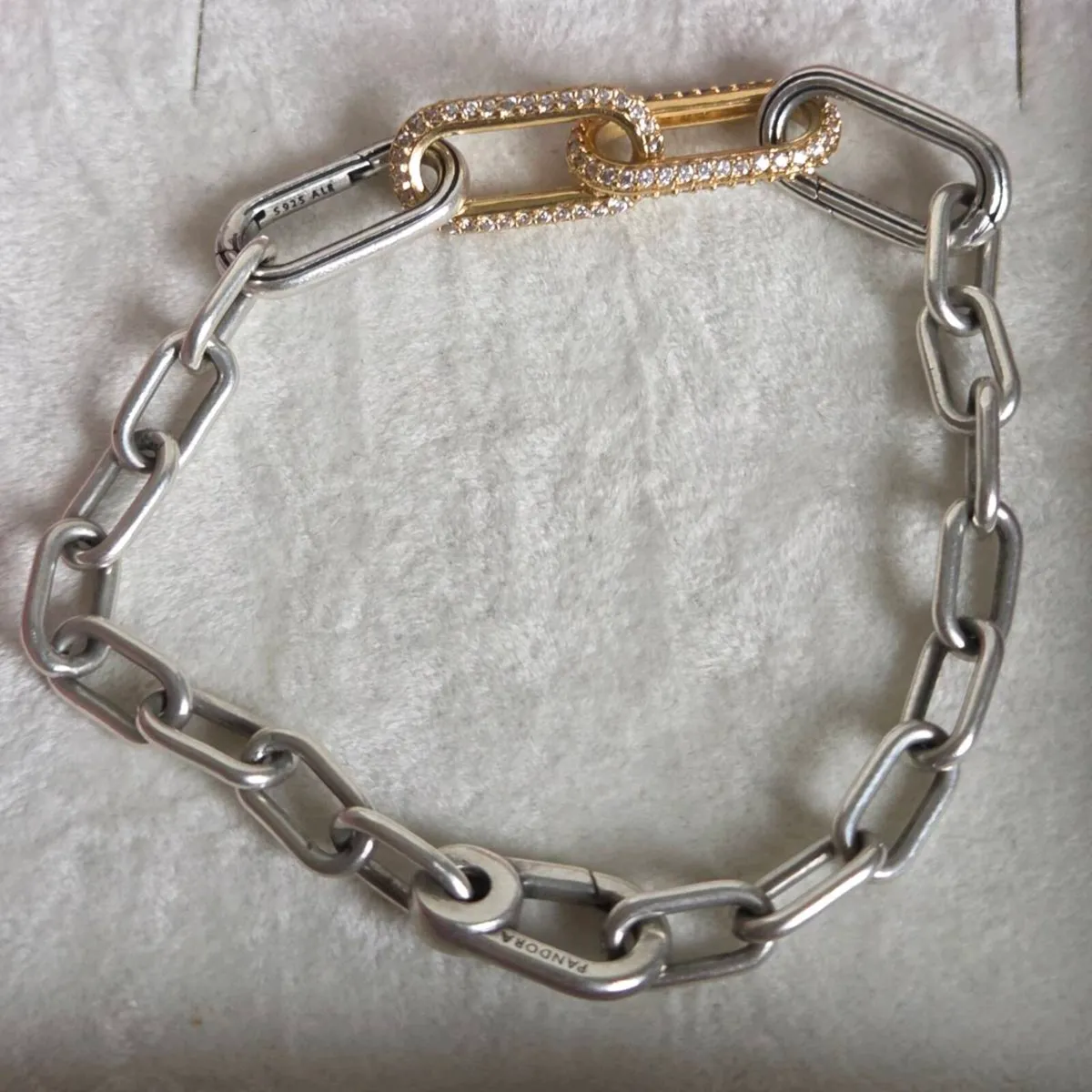 Pandora bracelet links with pave double links gold - Image 1