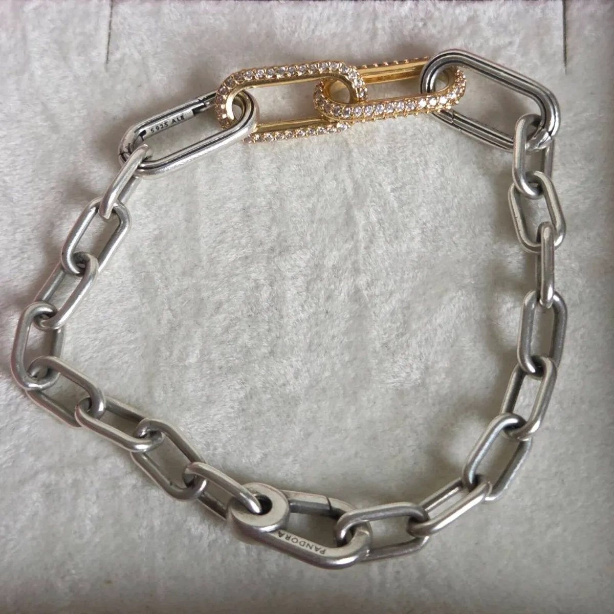 Pandora bracelet links with pave double links gold - Image 2