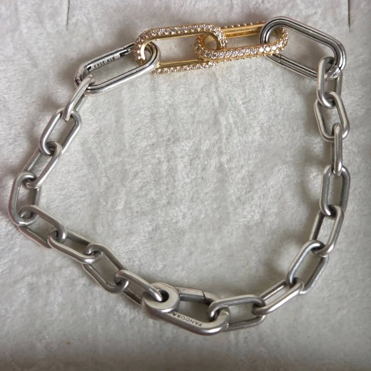 Pandora bracelet links with pave double links gold - Image 3