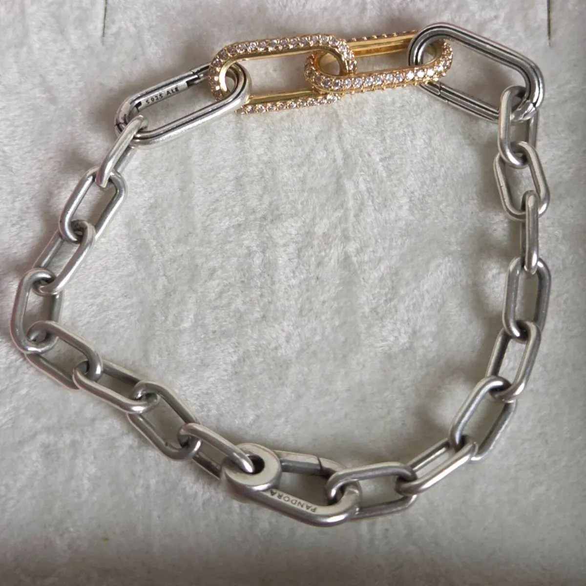 Pandora bracelet links with pave double links gold - Image 4