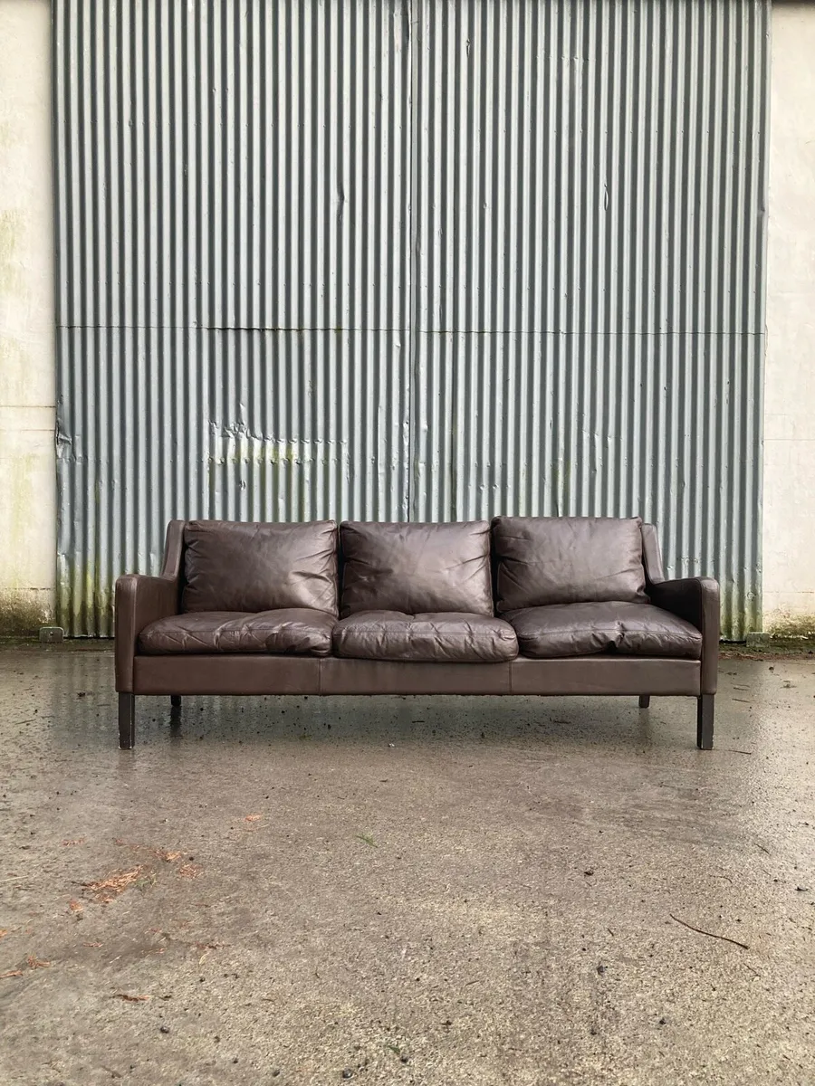 Danish Leather Sofa - Warehouse Open Sat 4th April - Image 1