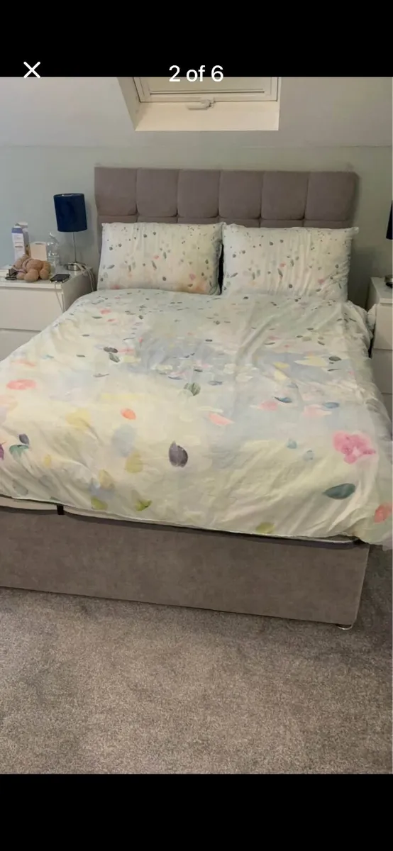 Double divan bed and headboard - Image 4