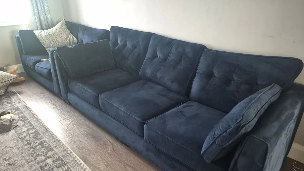 Navy Velvet Couch - Image 3
