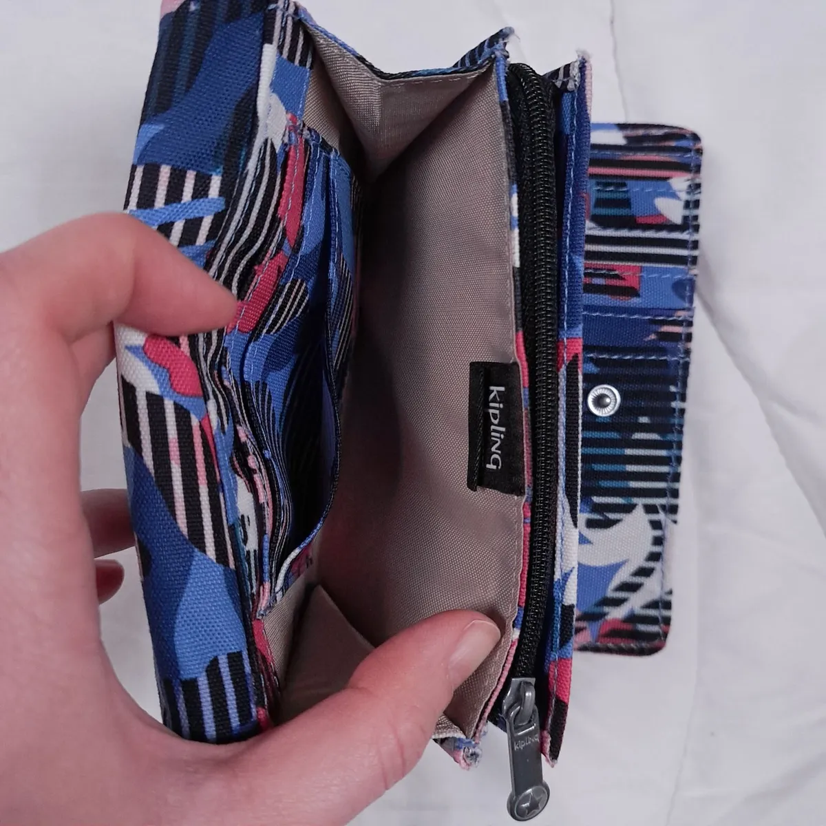 Kipling Blue Pink Floral Backpack Wallet Set - Image 4