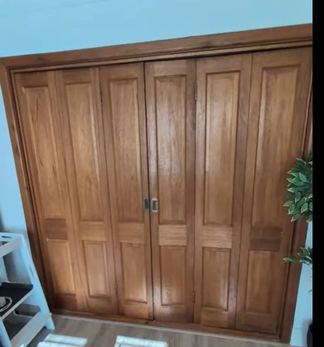 Solid Wood Bi-Fold Double Doors (Complete Set) 200cm x 200cm - Image 1