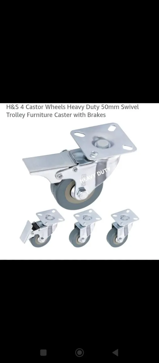 Brand New Heavy Duty Castors Wheels Pair 50mm - Image 2