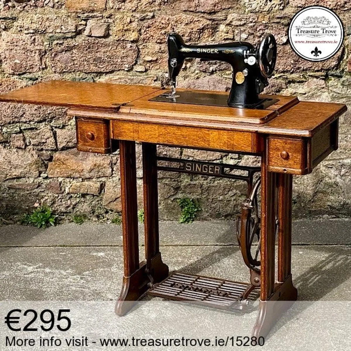 Antique Sewing Machine and Boxes - Image 1
