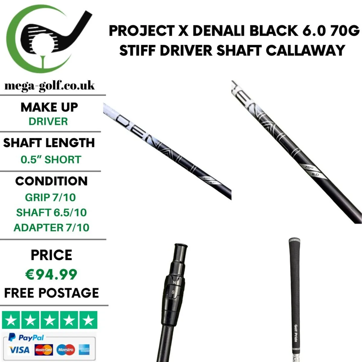 Project X Denali Black 6.0 70G Stiff Driver Shaft - Image 1