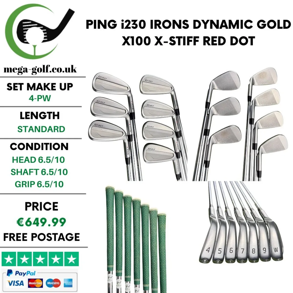 Ping i230 Irons / 4-Pw / Dynamic Gold X100 X-Stiff - Image 1