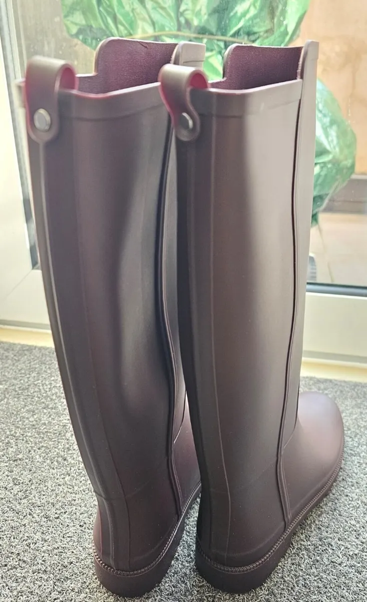 Ladies women burgundy wellington boots, wellies - Image 2