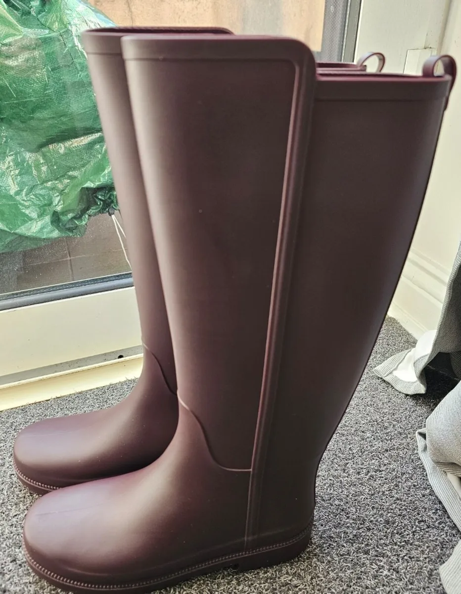 Ladies women burgundy wellington boots, wellies - Image 3