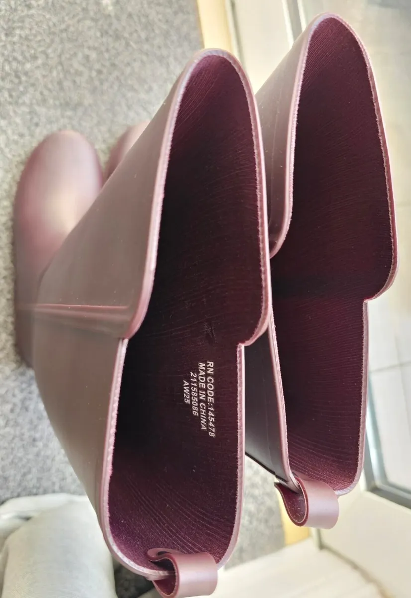 Ladies women burgundy wellington boots, wellies - Image 4