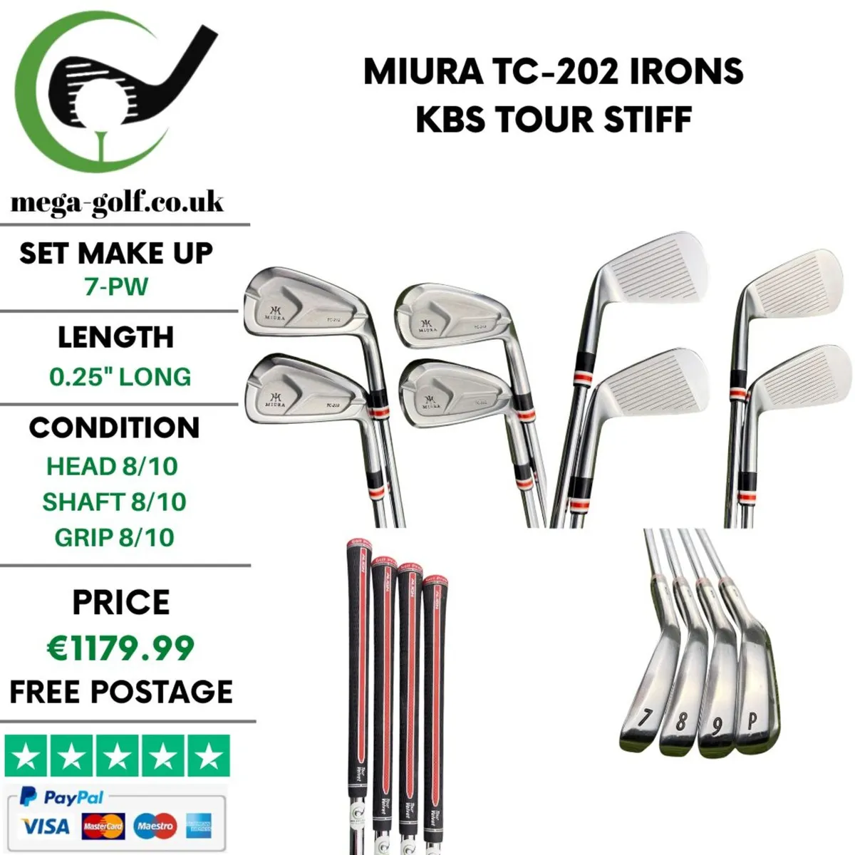 Miura TC-202 Irons / 7-Pw / Kbs Tour Stiff - Image 1