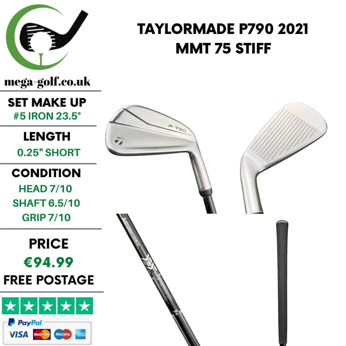 Taylormade P790 2021 #5 Iron 23.5° / MMT 75 Stiff - Image 1