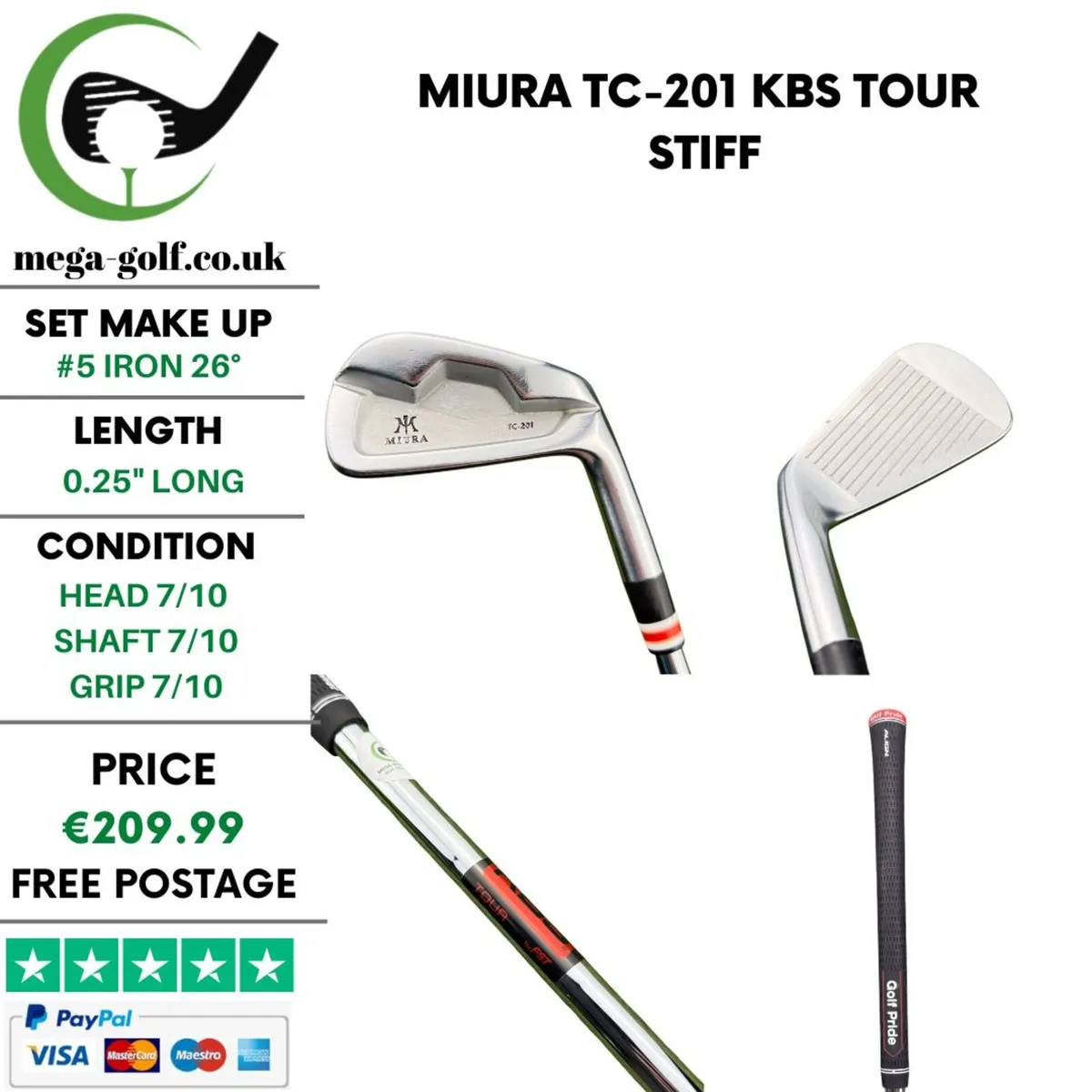 Miura TC-201 #5 Iron 26° / Kbs Tour Stiff - Image 1