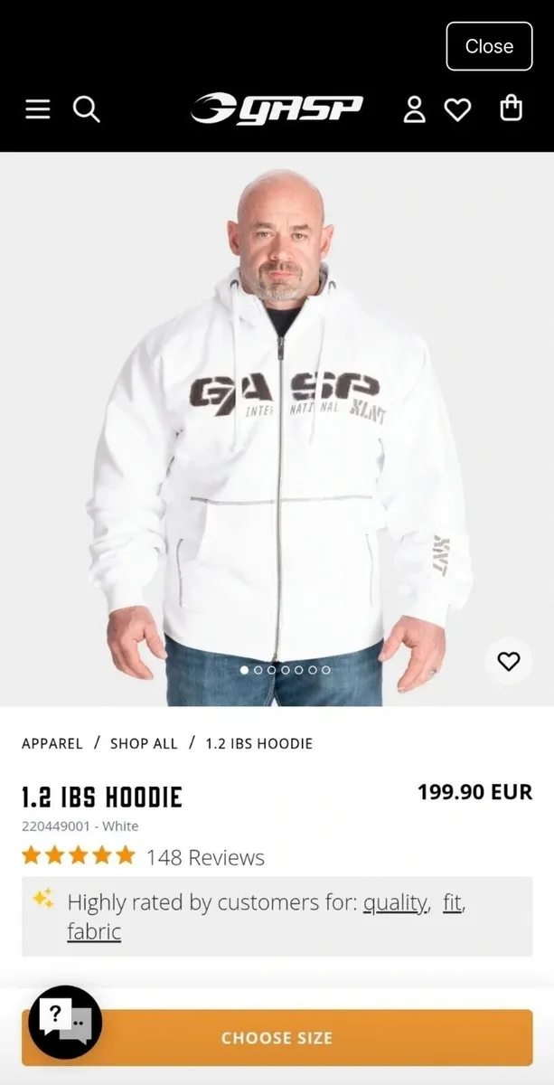 GASP 1.2 lbs Hoodie – White (Size XL) - Image 1