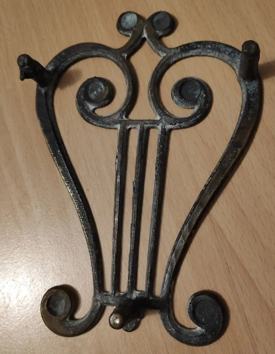 Antique Lyre shaped Brass Trivet - Image 2
