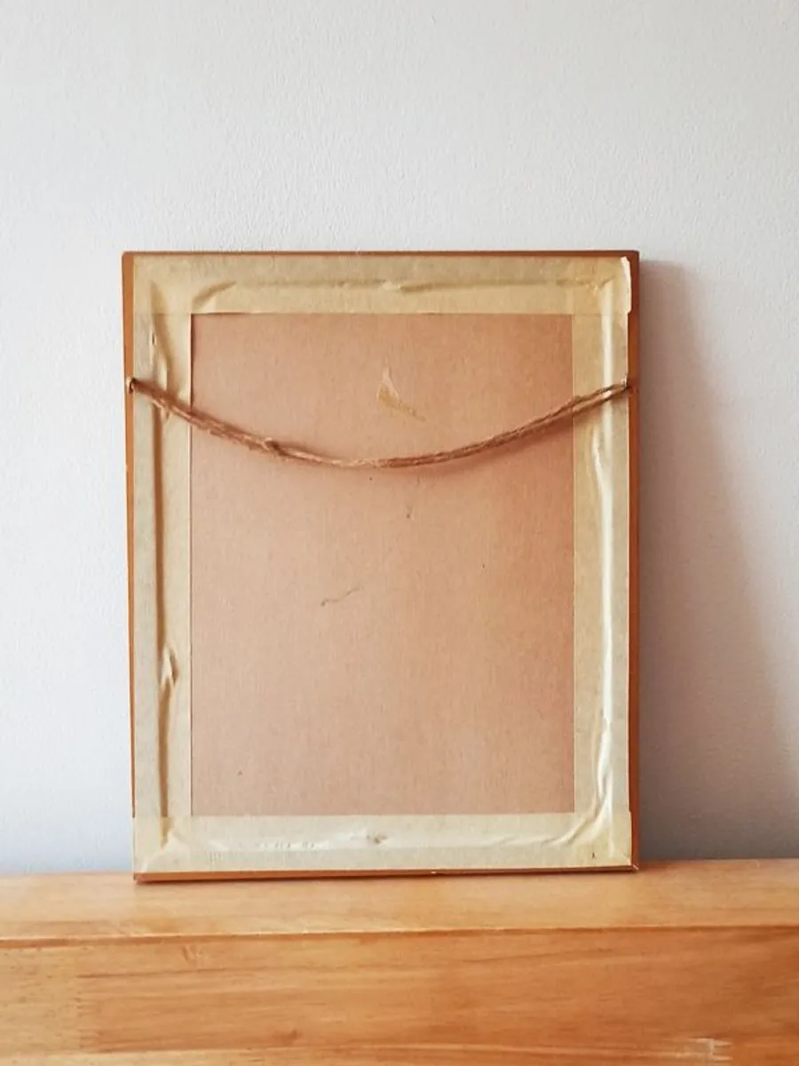 Black Labrador Retriever  R. Russell dog art print in a wooden gold glazed frame 1979 size 23x28cm - Image 3