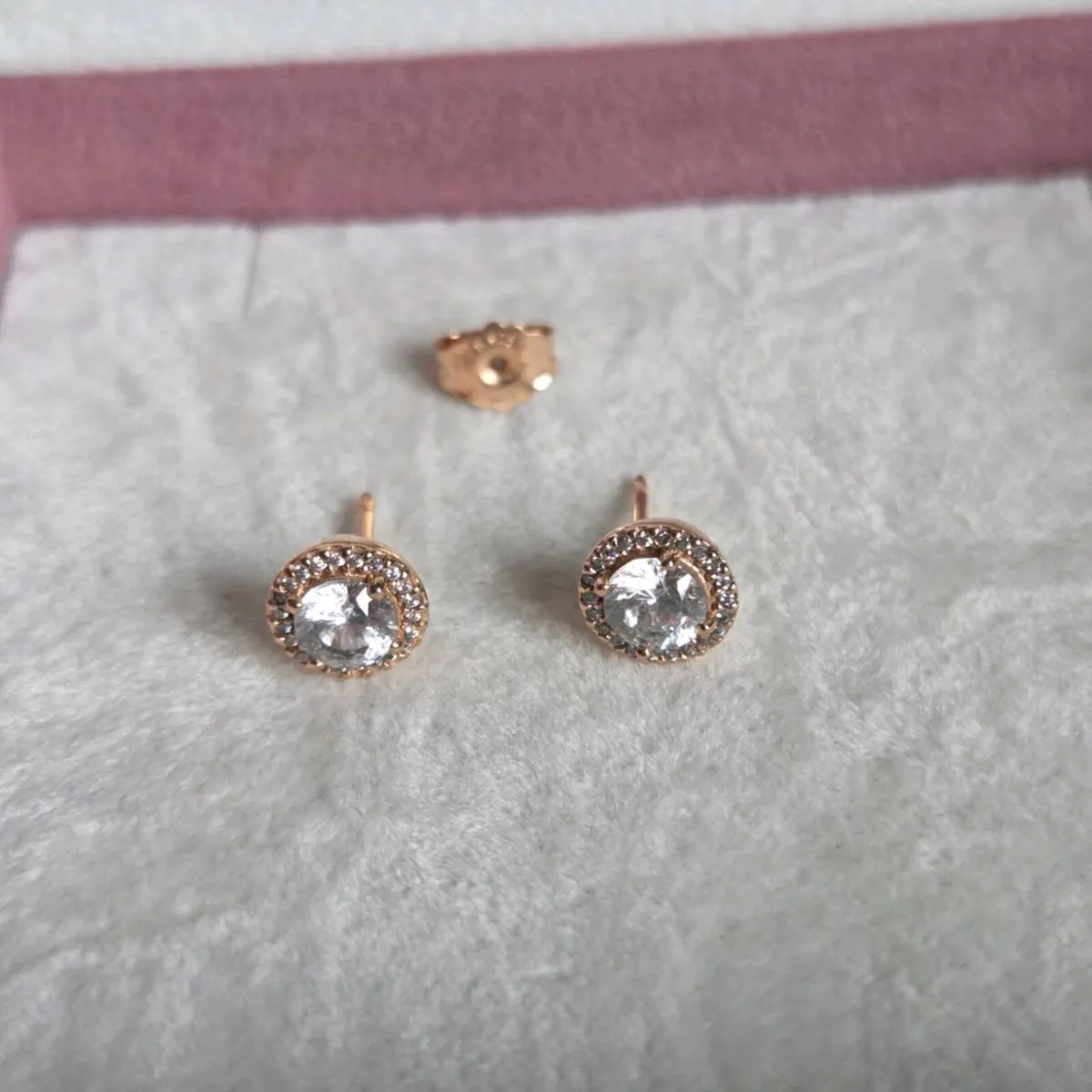 Pandora Earrings halo sparkly  missing one back - Image 1