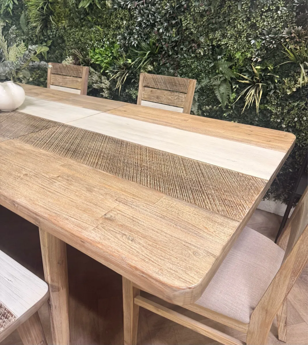 Large extending kitchen table, 4 chairs & bench - Image 3