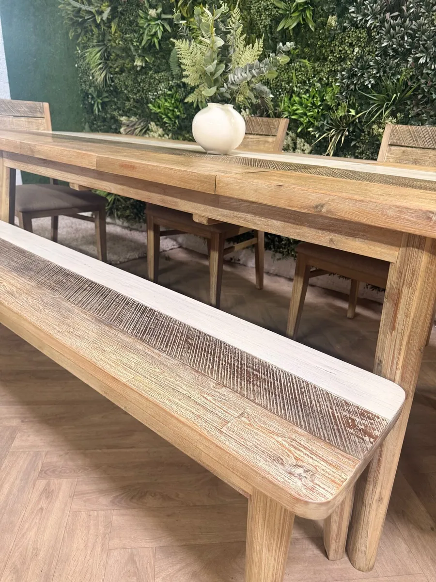 Large extending kitchen table, 4 chairs & bench - Image 4