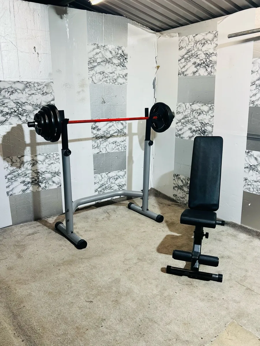 80KG OLYMPIC BARBELL SET RACK BENCH - Image 3