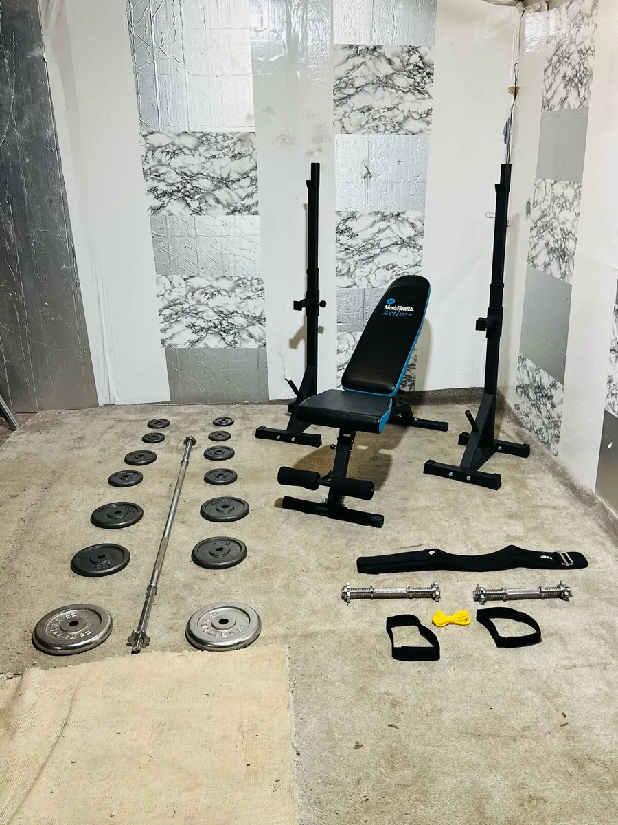 IRON WEIGHTS SOLID BARBELL DUMBBELLS RACK BENCH ++ - Image 2