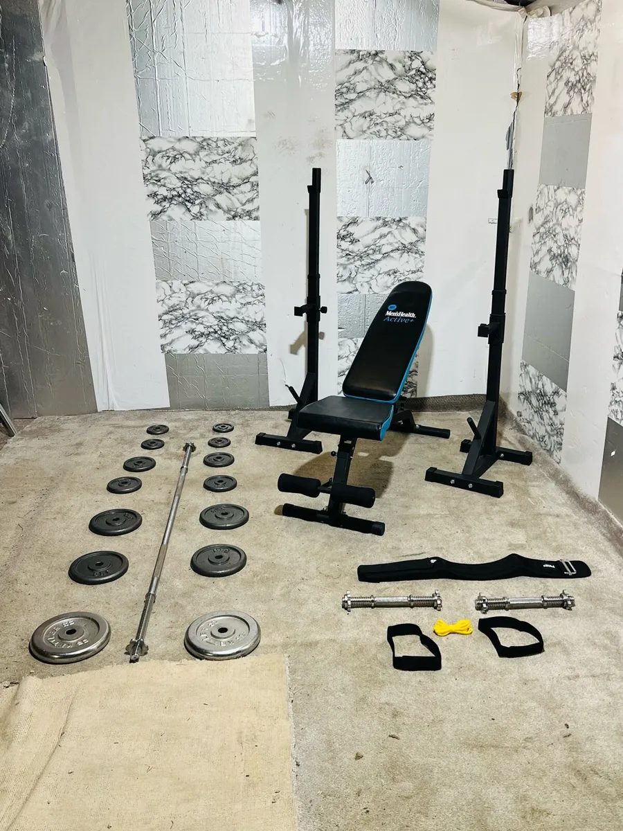 IRON WEIGHTS SOLID BARBELL DUMBBELLS RACK BENCH ++ - Image 4