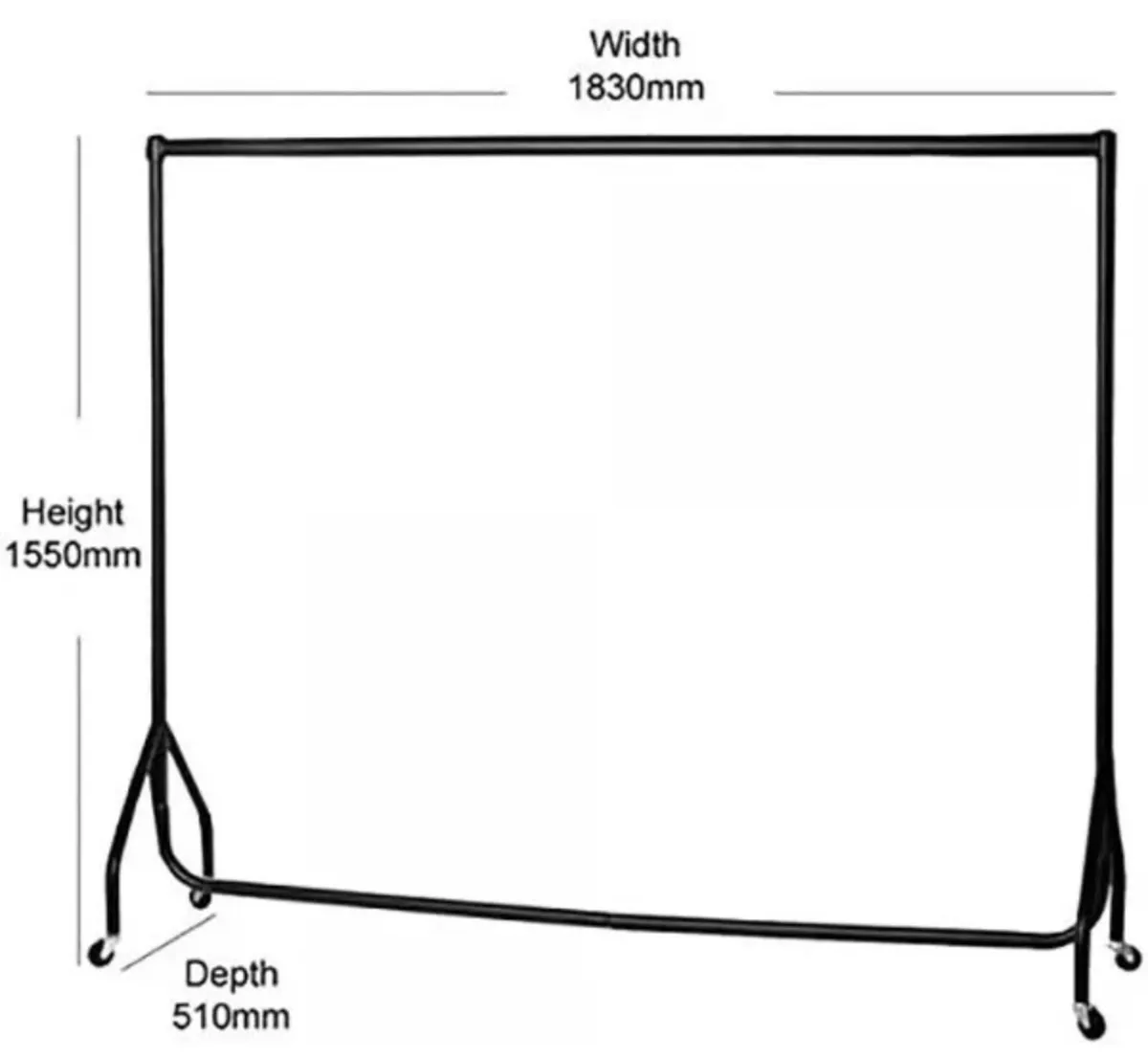 6ft Heavy Duty Clothes Rail on Wheels NEW - Image 2