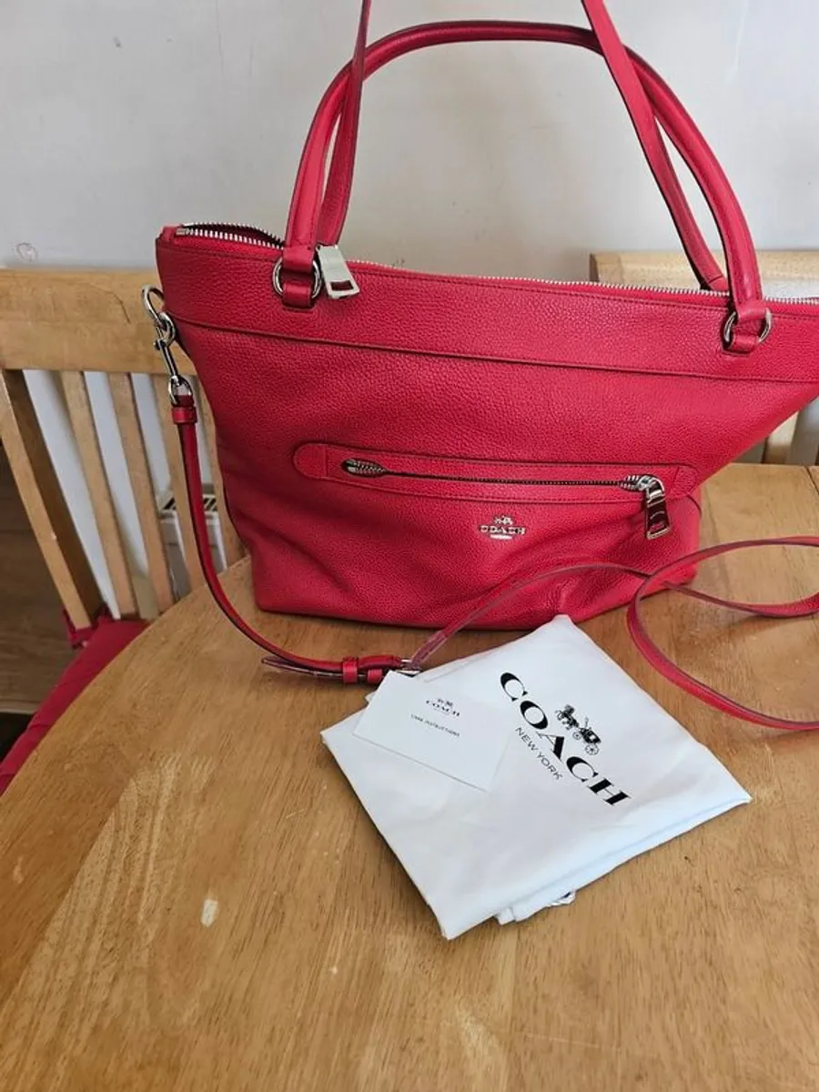 Coach Red Pebble Leather Hand/Shoulder Bag / NEW - Image 2