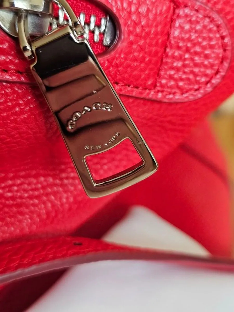 Coach Red Pebble Leather Hand/Shoulder Bag / NEW - Image 4