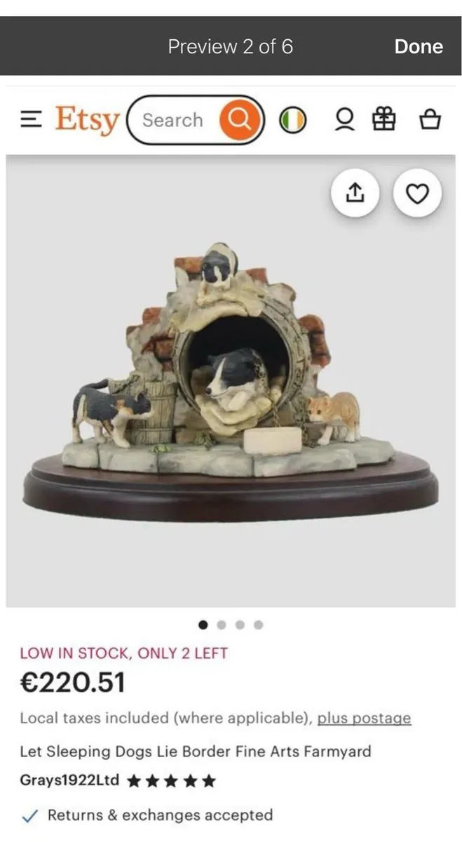 Vintage 'Let Sleeping Dogs Lie' by Border Fine Art - Image 2