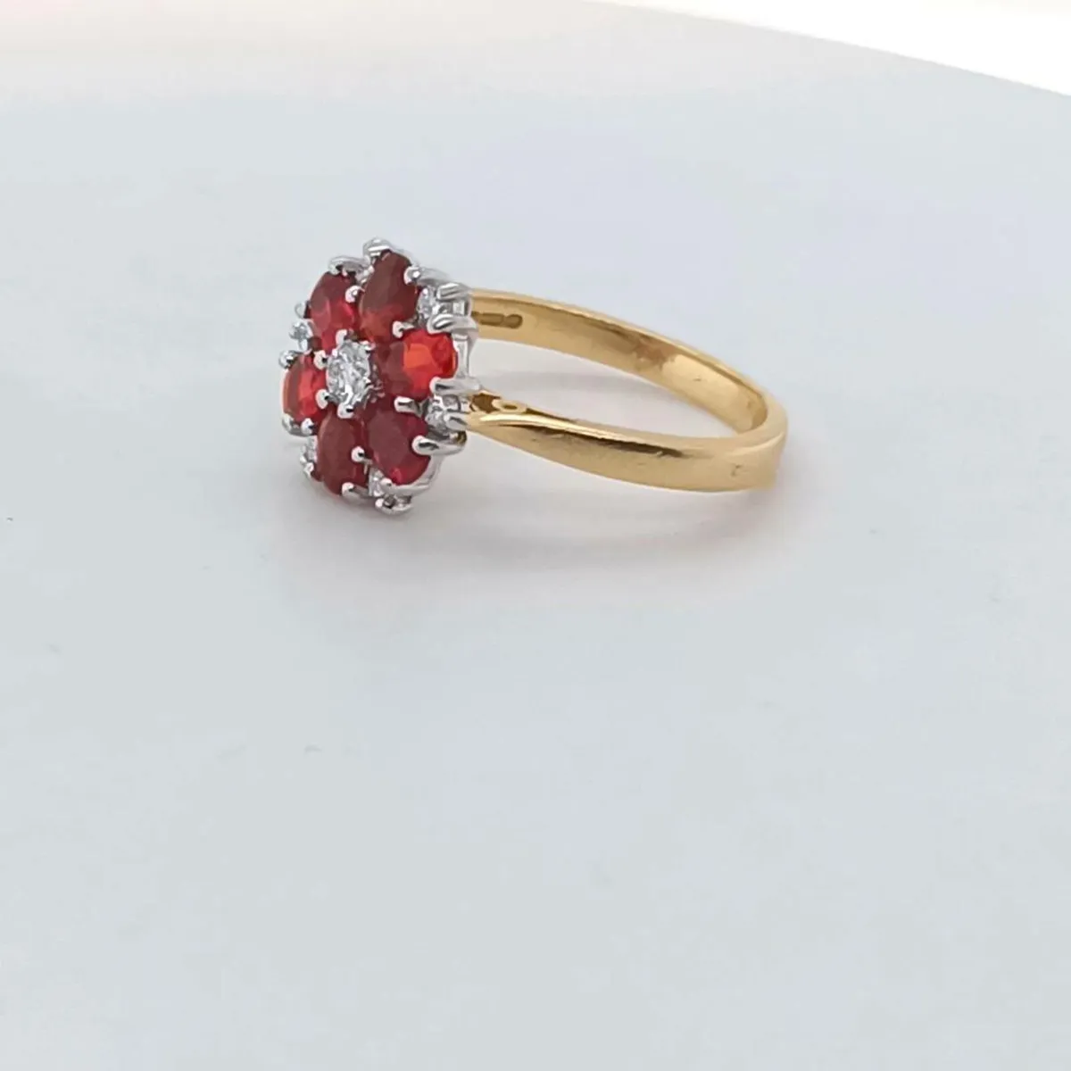 18k gold ring with fire opal and diamonds - Image 4