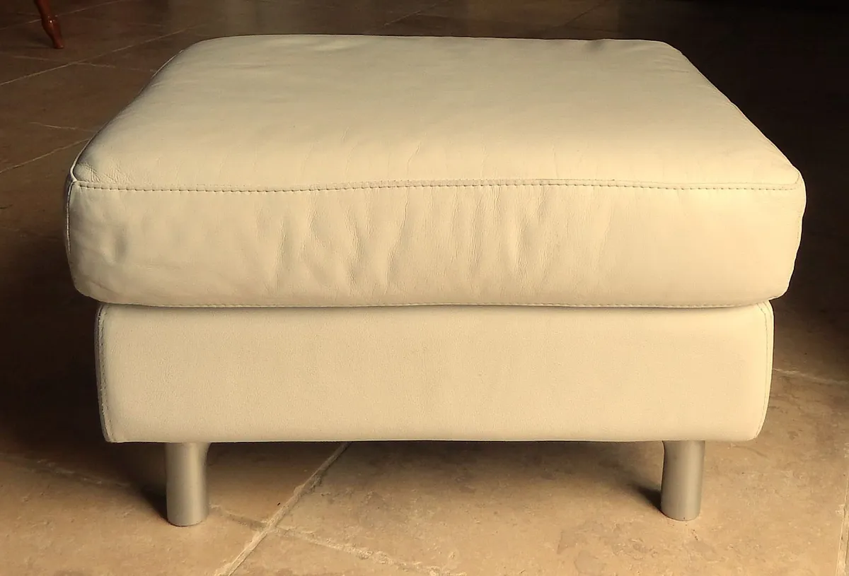 Large Leather Pouffe Stool - Image 2