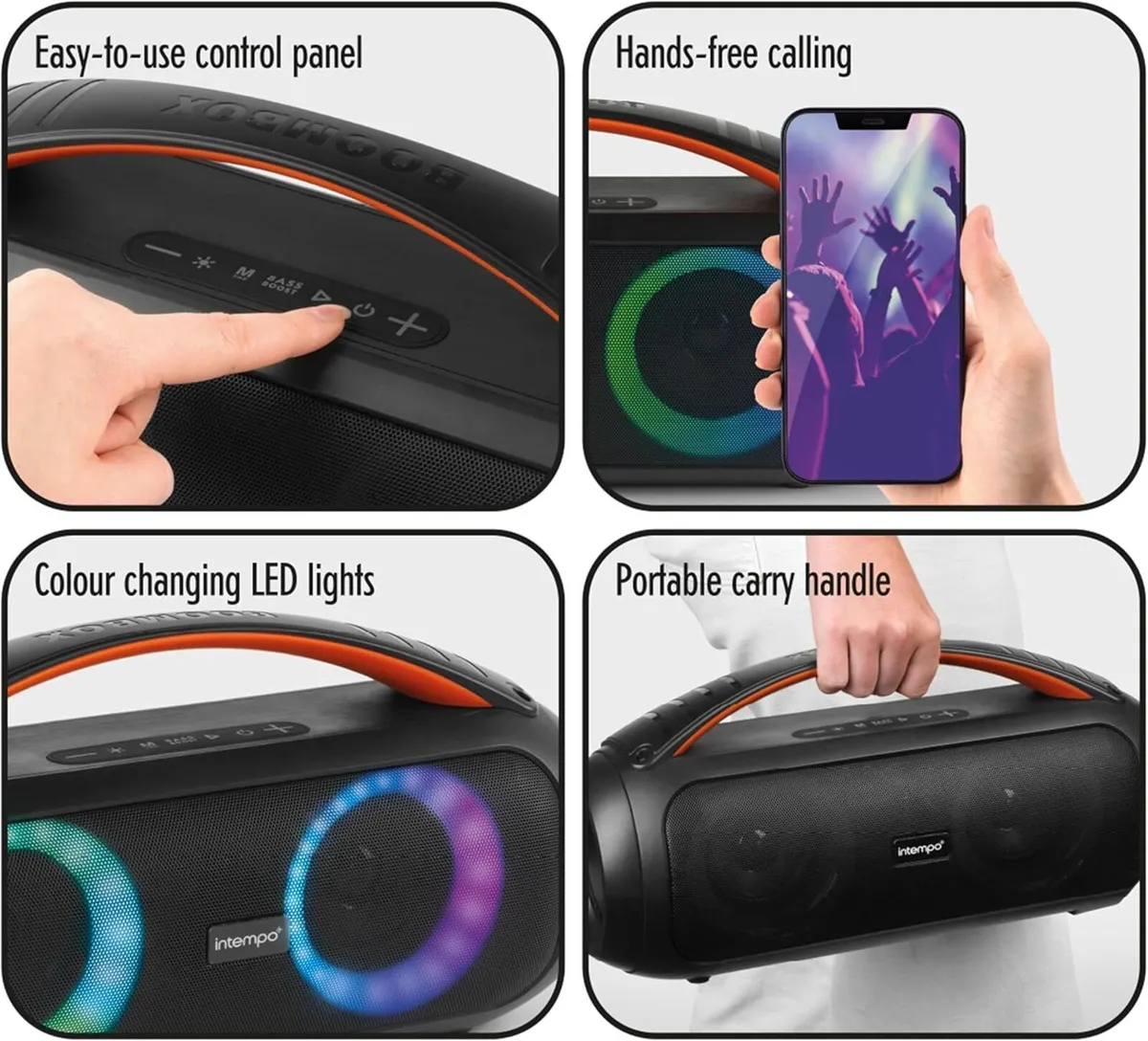 Intempo EE7508BLKSTKEU7 Bluetooth Boombox Speaker - Image 2