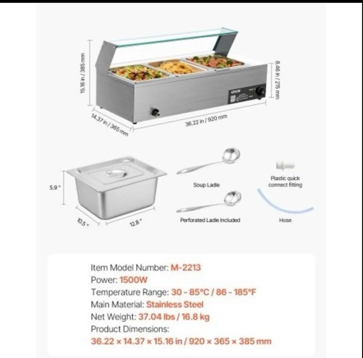 Commercial Food Warmer, baine Marie - Image 3