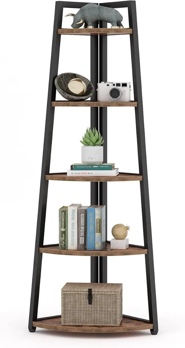 5 Tier Tall Corner Shelf 70 Inch Bookshelf - Image 1