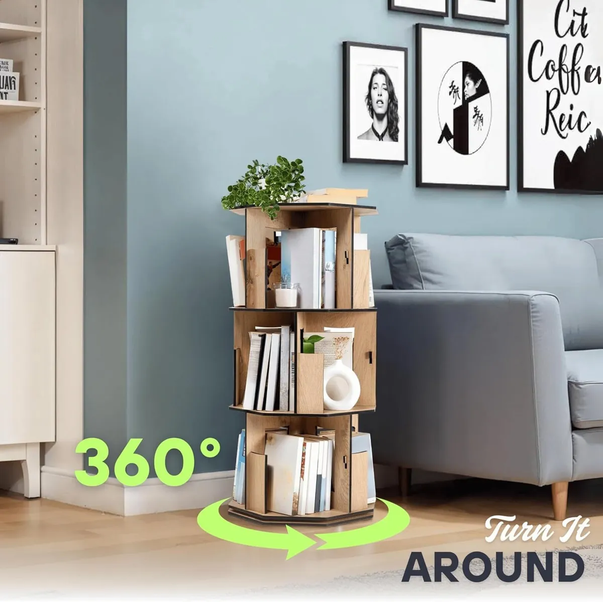 Corner Shelf Kids Bookshelf Rotating Book for - Image 3