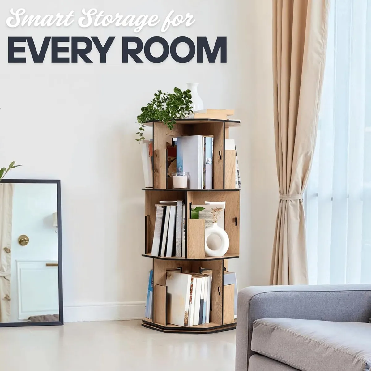 Corner Shelf Kids Bookshelf Rotating Book for - Image 4