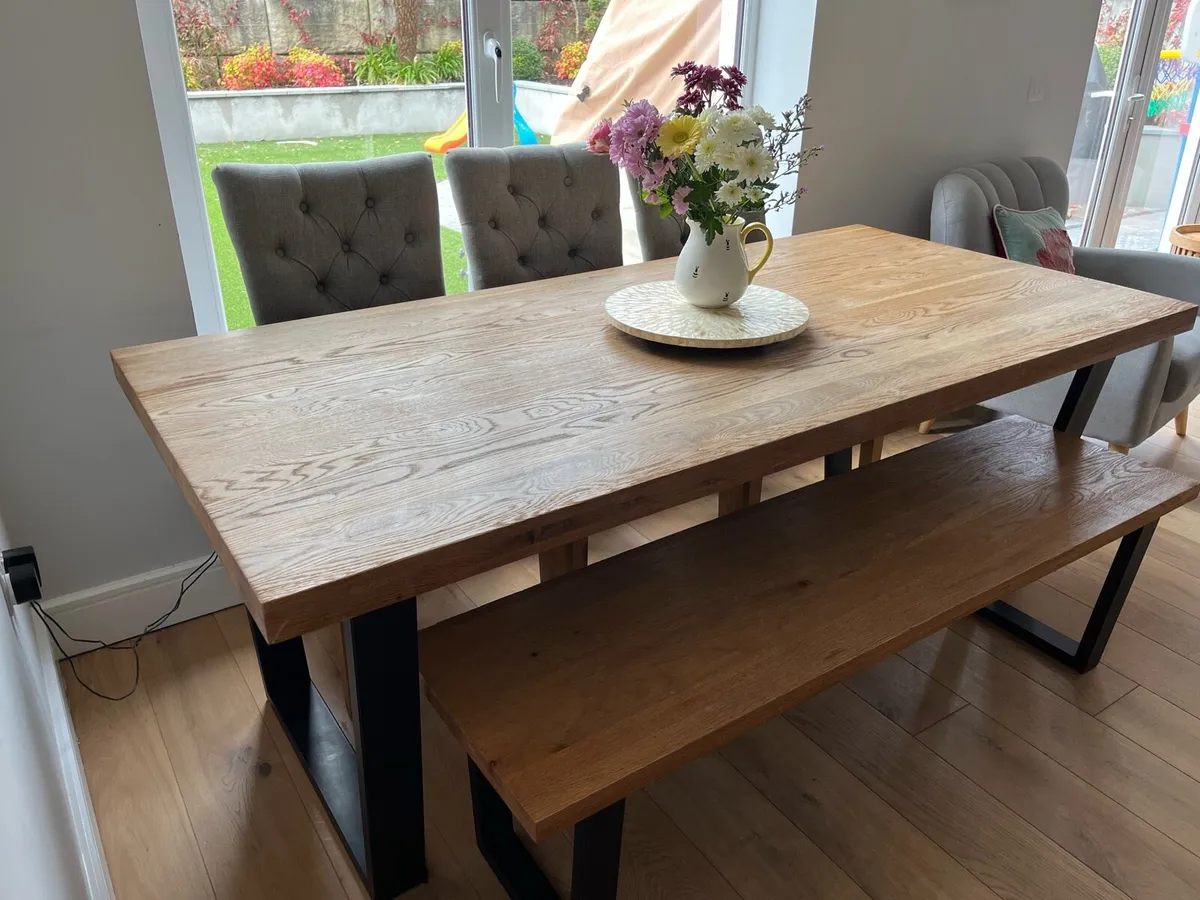 Dining table solid oak 6 seater - Calia - Image 3