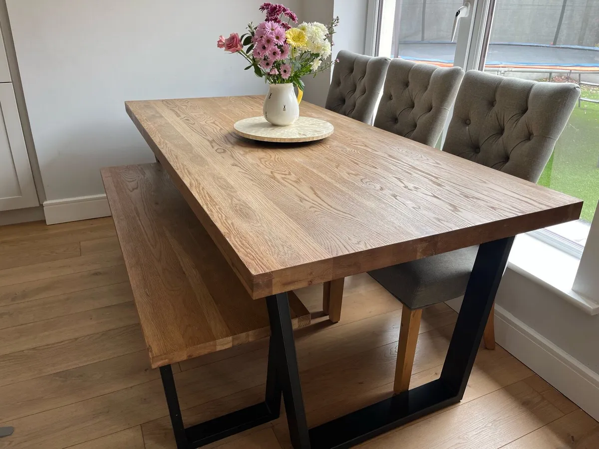 Dining table solid oak 6 seater - Calia - Image 4