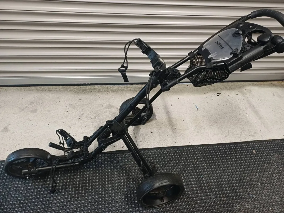 Golf trolley and some clubs - Image 3