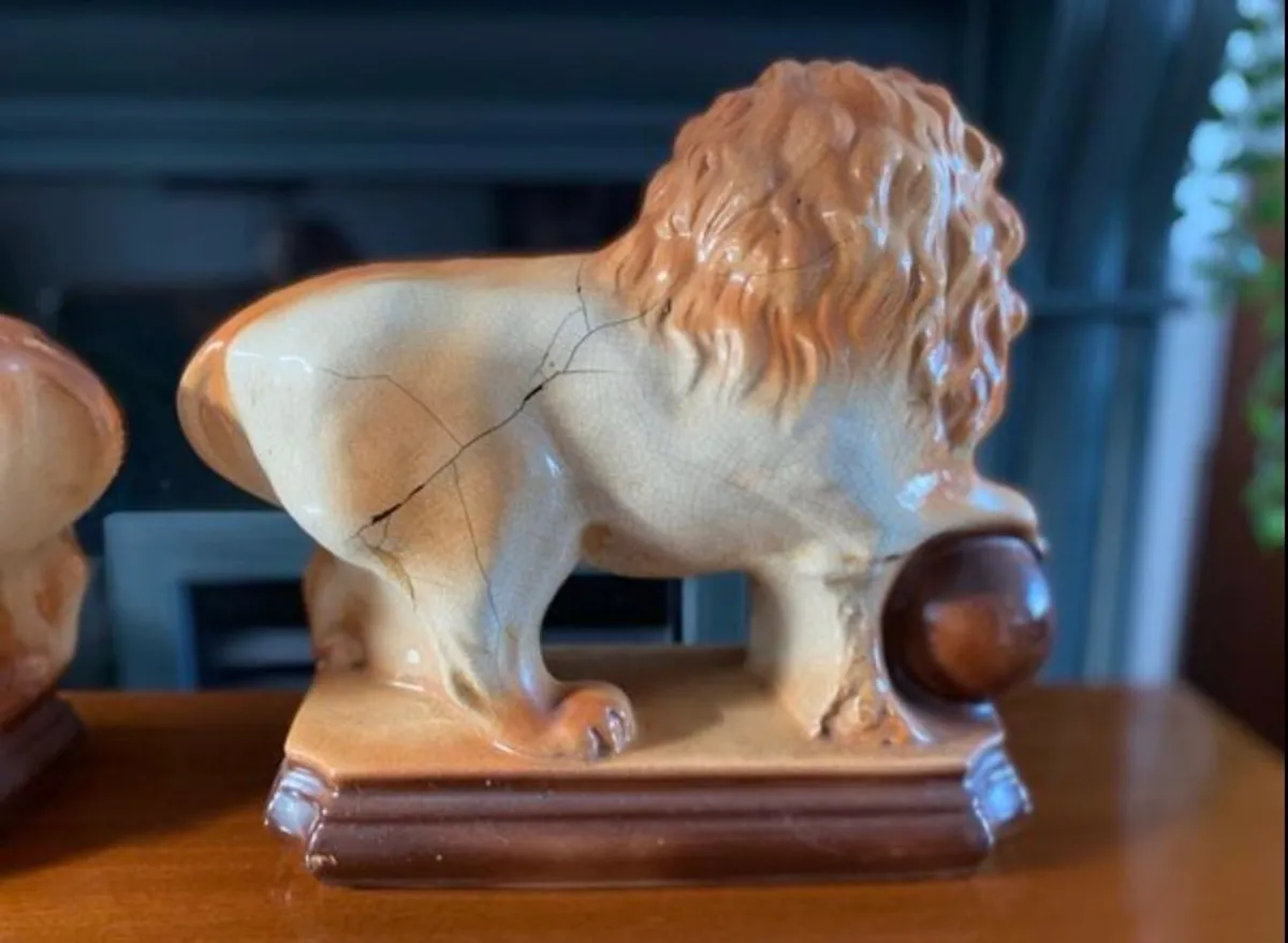 Antique Pottery Lions - Image 4