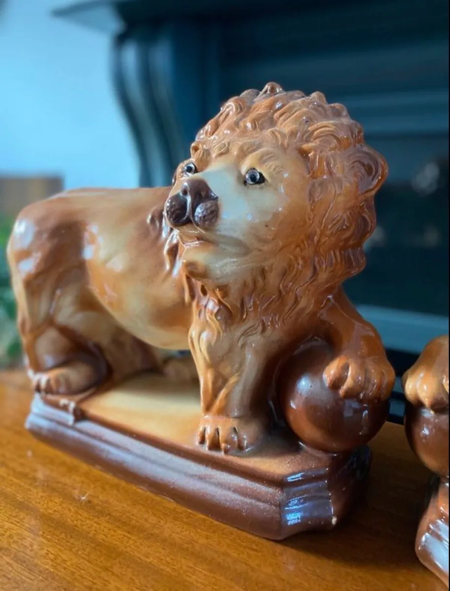 Antique Pottery Lions - Image 2