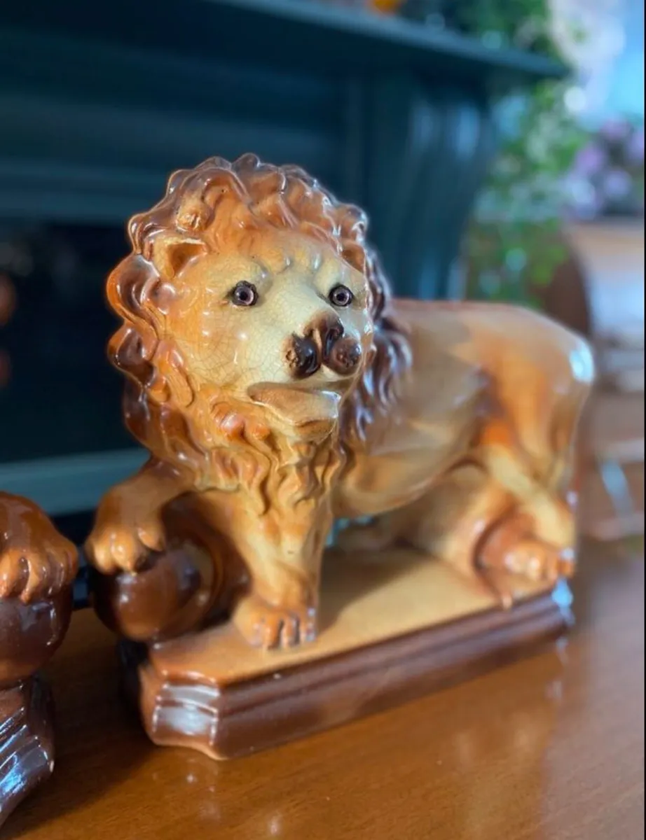 Antique Pottery Lions - Image 3
