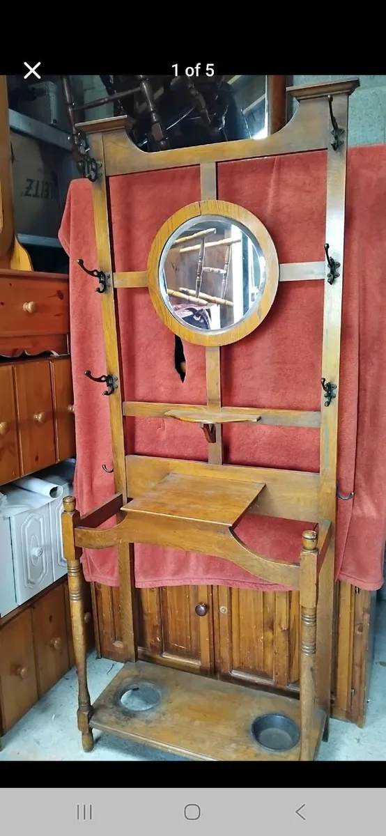 Antique oak hallstand - Image 2