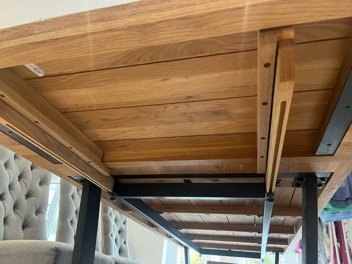 Large solid oak extension leaf Calia dining table - Image 2